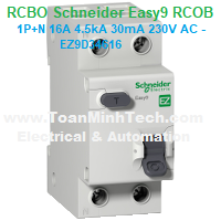 CB bảo vệ và chống dòng rò RCBO Schneider - Easy9 RCOB - 1P+N 16A 4.5kA 30mA 230V AC - EZ9D34616